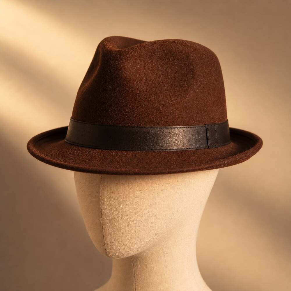 Henschel Hat Co. USA Classic Brown Tribly Felt Fedora XL 7 3/8 Dark Academia